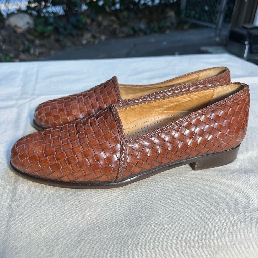 Zelli Gentleman’s 9 M Driving Loafers Brown Woven Leather Lined Moccasins